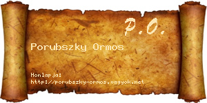 Porubszky Ormos névjegykártya